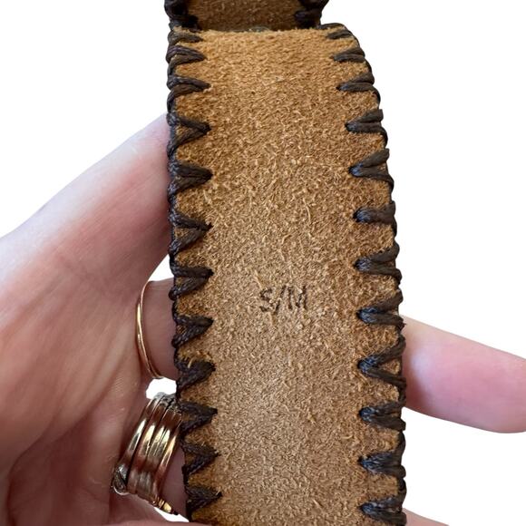 J. CREW Brown Leather Double O Brass Ring Adjustable Belt Size S/M main image 9